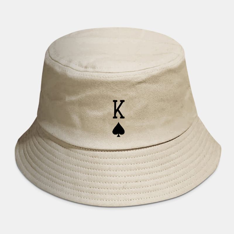 Unisex Bomuld Ensfarvet Poker Kærlighedsbrev Spader Et Mønster Casual All-match Bucket Hat