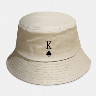 Unisex Bomuld Ensfarvet Poker Kærlighedsbrev Spader Et Mønster Casual All-match Bucket Hat