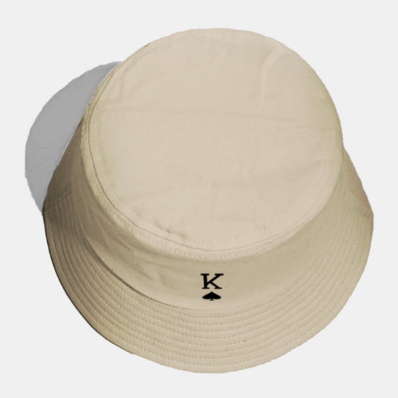 Unisex Bomuld Ensfarvet Poker Kærlighedsbrev Spader Et Mønster Casual All-match Bucket Hat