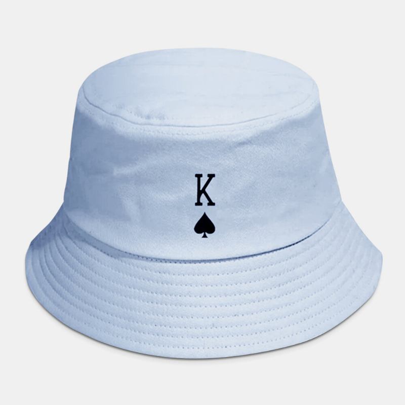 Unisex Bomuld Ensfarvet Poker Kærlighedsbrev Spader Et Mønster Casual All-match Bucket Hat