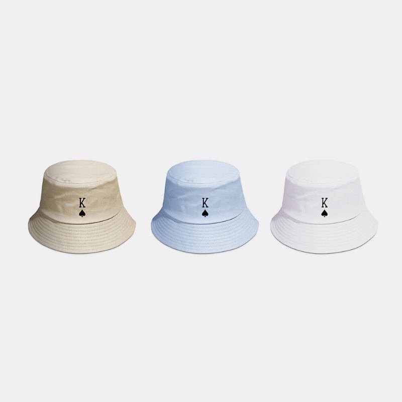 Unisex Bomuld Ensfarvet Poker Kærlighedsbrev Spader Et Mønster Casual All-match Bucket Hat