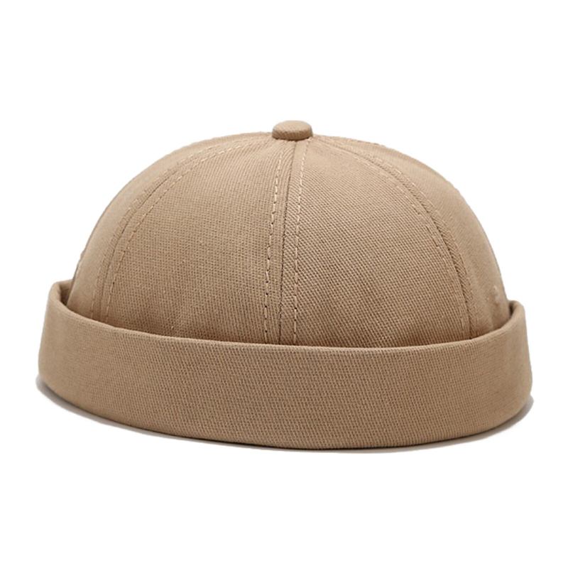 Unisex Bomuld Ensfarvet Trendy Simpel All-match Justerbar Brimless Beanie Udlejer Kasketter Skull Caps