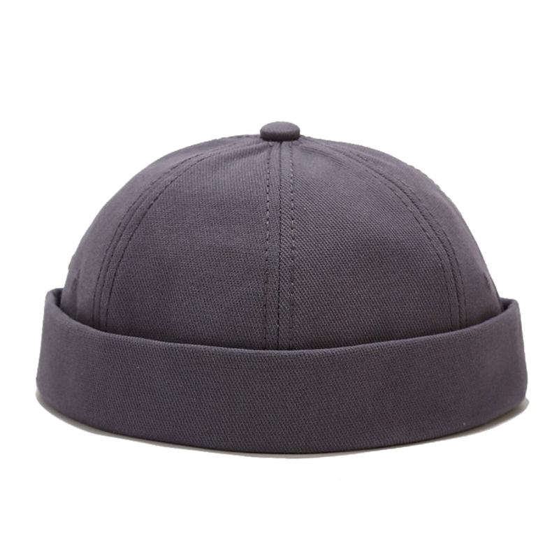 Unisex Bomuld Ensfarvet Trendy Simpel All-match Justerbar Brimless Beanie Udlejer Kasketter Skull Caps