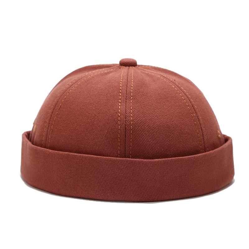 Unisex Bomuld Ensfarvet Trendy Simpel All-match Justerbar Brimless Beanie Udlejer Kasketter Skull Caps