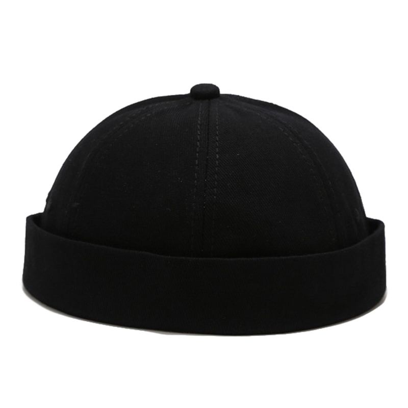 Unisex Bomuld Ensfarvet Trendy Simpel All-match Justerbar Brimless Beanie Udlejer Kasketter Skull Caps