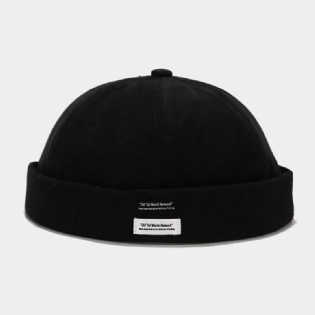 Unisex Bomuld I Ensfarvede Bogstaver Stoflabel Alle Matchende Skyllefri Beanie Landlord Kasket Skull Cap