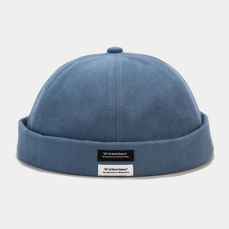 Unisex Bomuld I Ensfarvede Bogstaver Stoflabel Alle Matchende Skyllefri Beanie Landlord Kasket Skull Cap