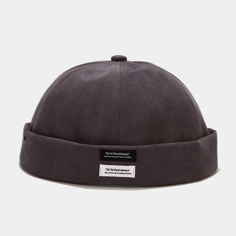 Unisex Bomuld I Ensfarvede Bogstaver Stoflabel Alle Matchende Skyllefri Beanie Landlord Kasket Skull Cap