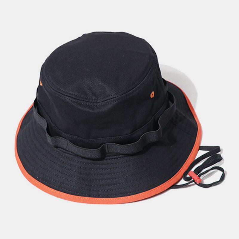 Unisex Bomuld Kontrast Snøre Solcreme Simple Bucket Hat