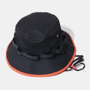 Unisex Bomuld Kontrast Snøre Solcreme Simple Bucket Hat