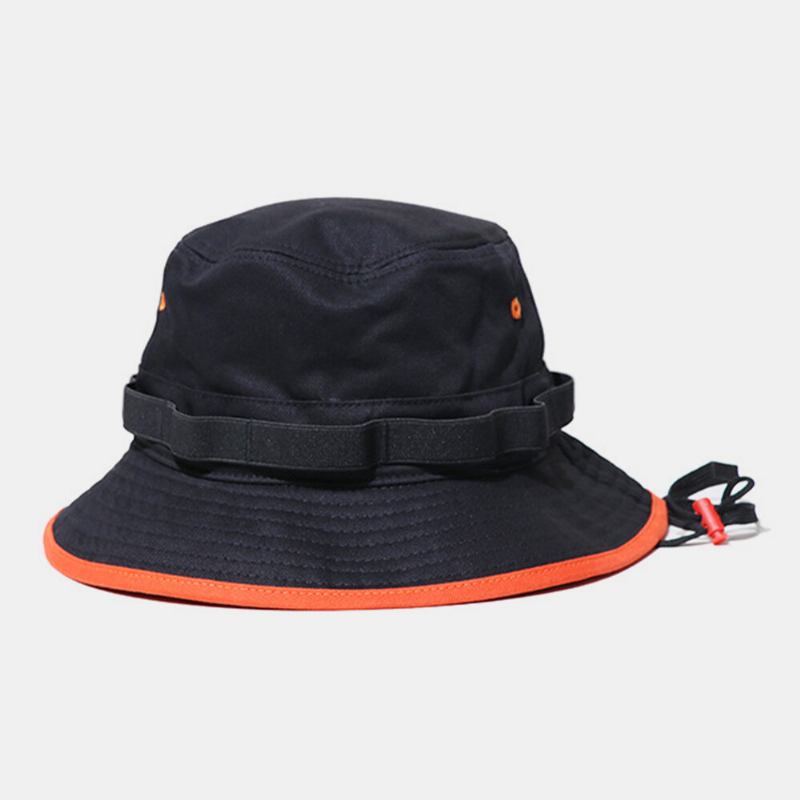 Unisex Bomuld Kontrast Snøre Solcreme Simple Bucket Hat