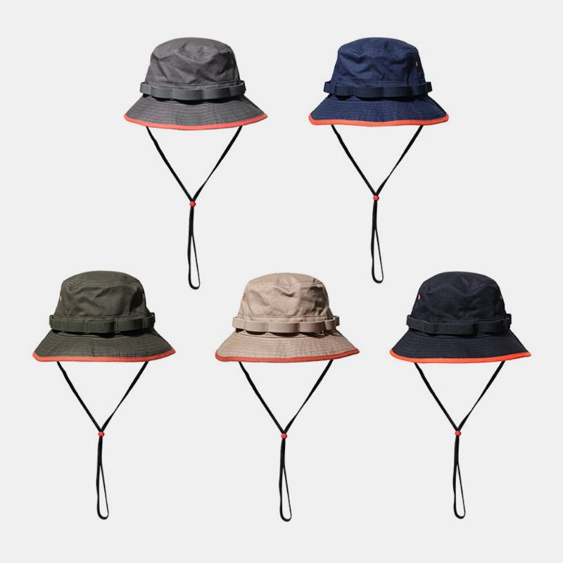 Unisex Bomuld Kontrast Snøre Solcreme Simple Bucket Hat