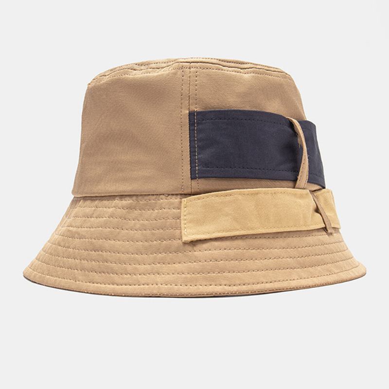 Unisex Bomuld Kontrastfarve Bandage Svalehale Unik Fashion Bucket Hat