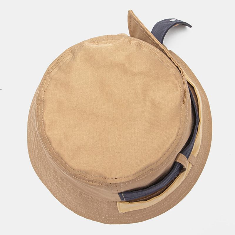 Unisex Bomuld Kontrastfarve Bandage Svalehale Unik Fashion Bucket Hat