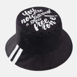 Unisex Bomuld Letter Mønster Udskrivning Twill Fashion Bucket Hat