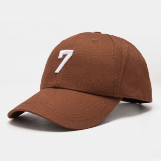 Unisex Bomuld Nummer 7 Mønster Tredimensionelt Broderi Mode Solskygge Baseball Caps