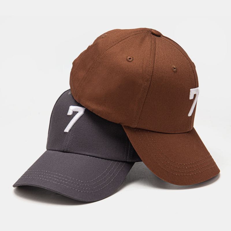 Unisex Bomuld Nummer 7 Mønster Tredimensionelt Broderi Mode Solskygge Baseball Caps