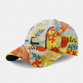 Unisex Bomuld Overlay Blomstermønster Justerbar Mode Casual Solskygge Baseball Cap