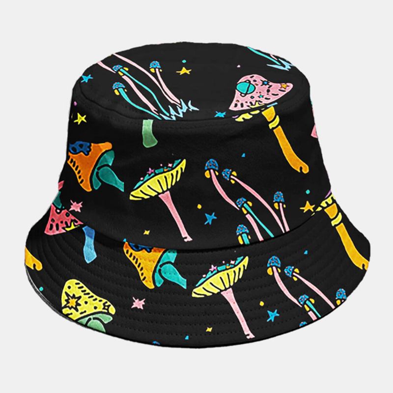 Unisex Bomuld Overlay Svampemønster Fashion Personlighed Solskærm Bucket Hat