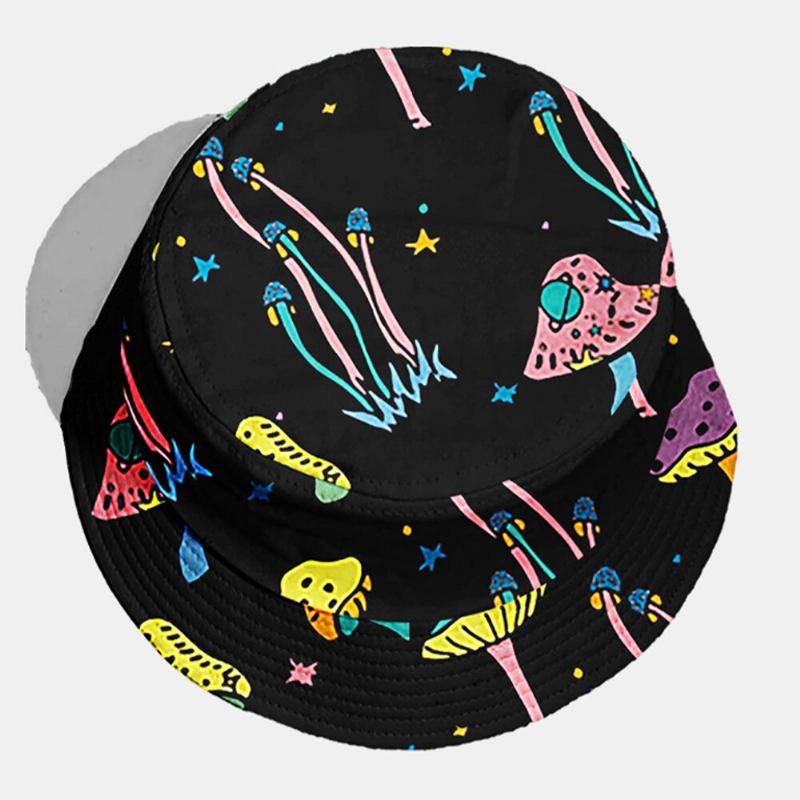 Unisex Bomuld Overlay Svampemønster Fashion Personlighed Solskærm Bucket Hat