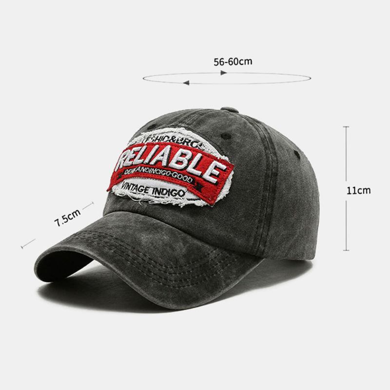 Unisex Bomuld Vasket Retro Patch Brev Broderi Baseball Kasket Kuppel Buet Kant Udendørs Solcreme Hat