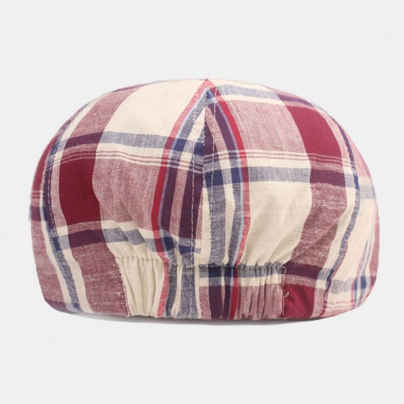 Unisex Bomuldsbaseret Kasket Plaidmønster Casual Retro Solsejl Newsboy Huer Forward Kasket Octagonal Hat