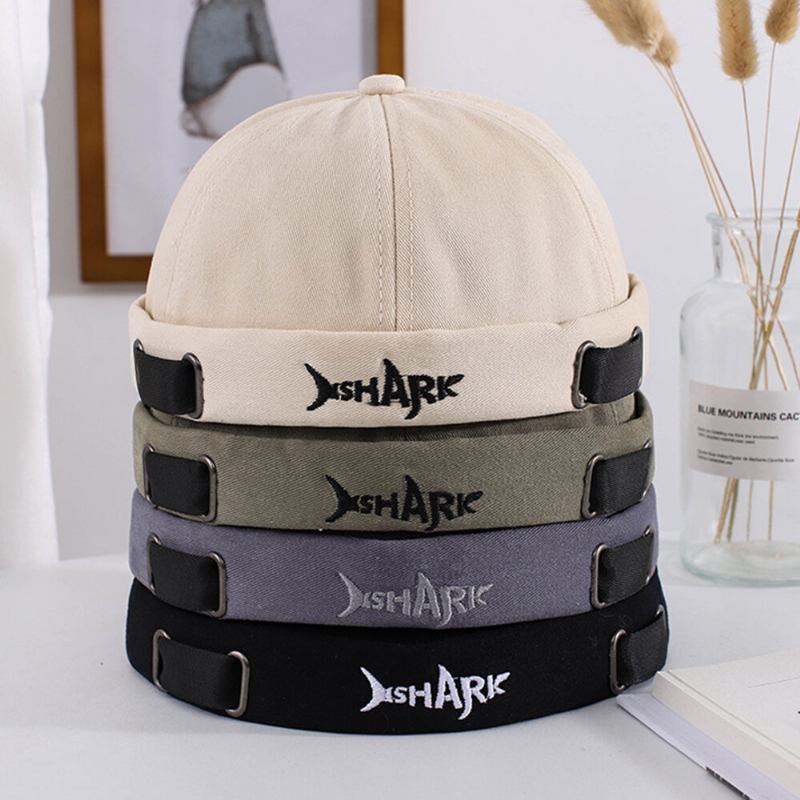 Unisex Bomuldsbrevbroderi Gadetrend Solskyggehat Uden Kanter Beanie Landlord Kasket Skull Cap