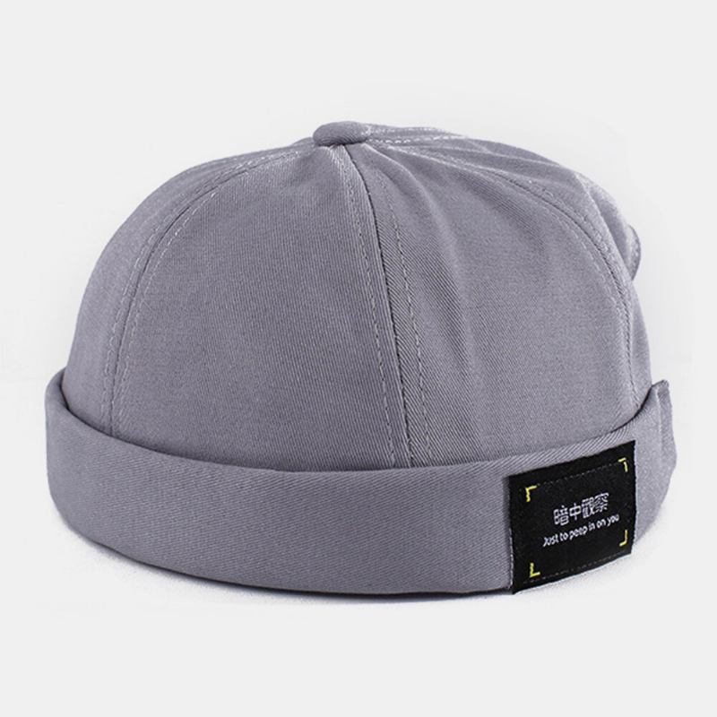 Unisex Bomuldsbrevlapper Hip-hop Casual Solskyggehat Uden Kanter Beanie Landlord Kasket Skull Cap