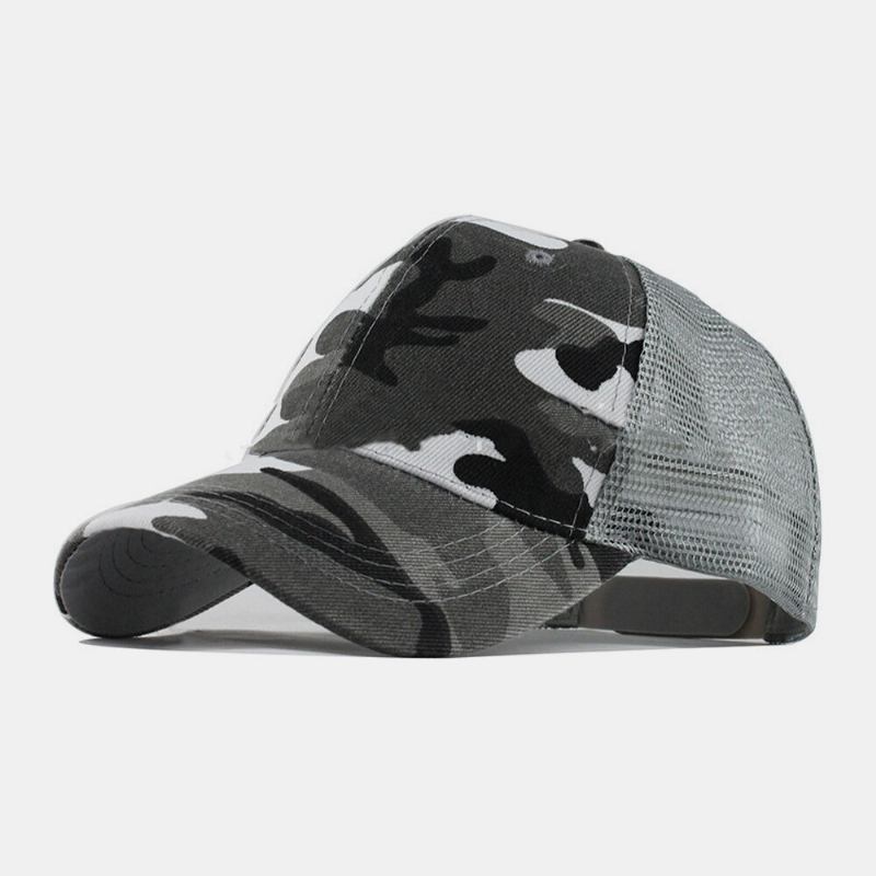 Unisex Bomuldscamouflage Mesh Åndbar Udendørs Solsejl Baseballhat Truckerhat