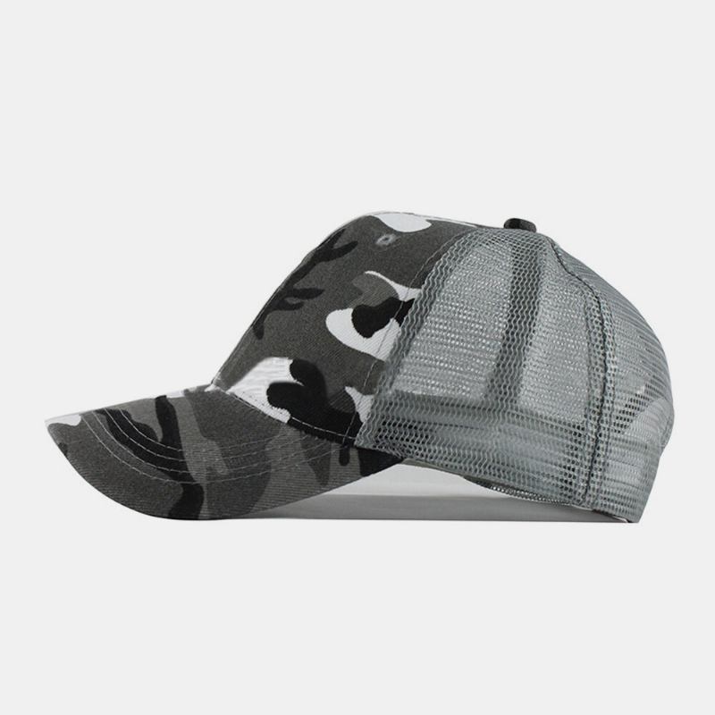 Unisex Bomuldscamouflage Mesh Åndbar Udendørs Solsejl Baseballhat Truckerhat