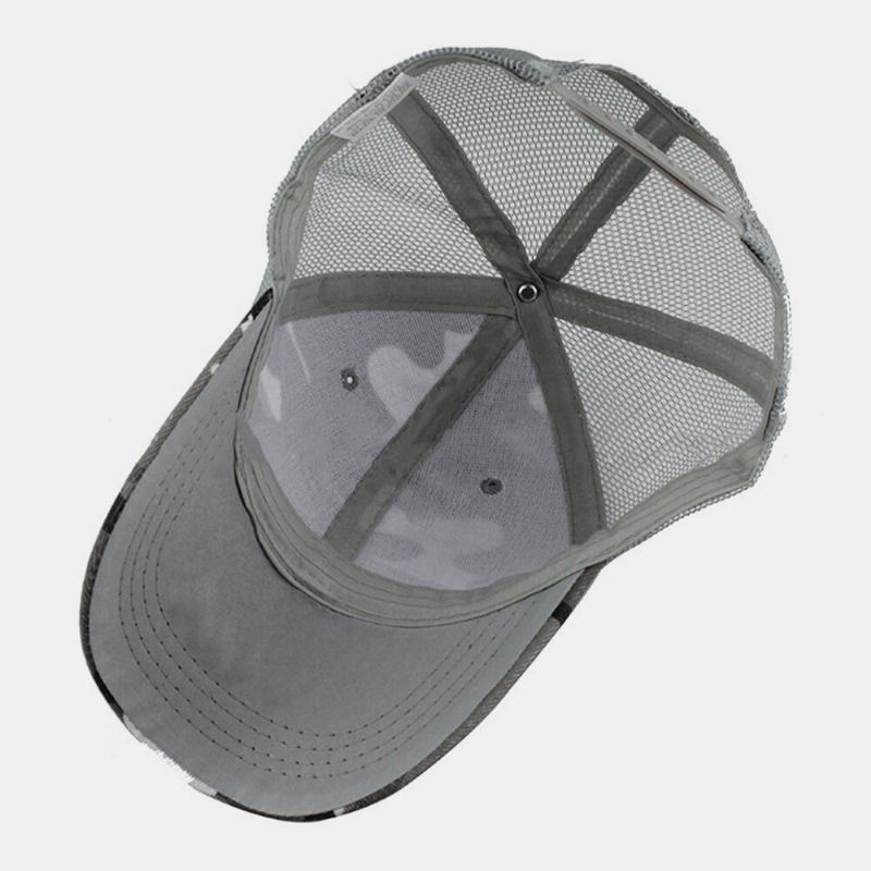 Unisex Bomuldscamouflage Mesh Åndbar Udendørs Solsejl Baseballhat Truckerhat