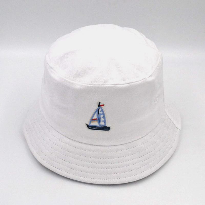 Unisex Bomuldssejlbådsmønster Justerbar Casual Sunshade Bucket Hat