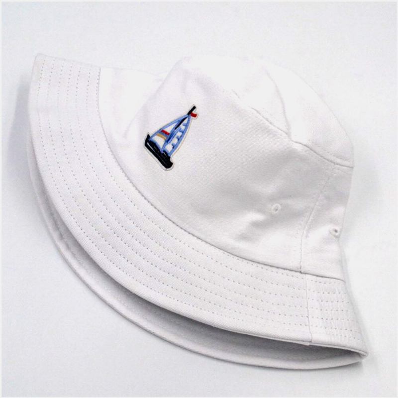 Unisex Bomuldssejlbådsmønster Justerbar Casual Sunshade Bucket Hat