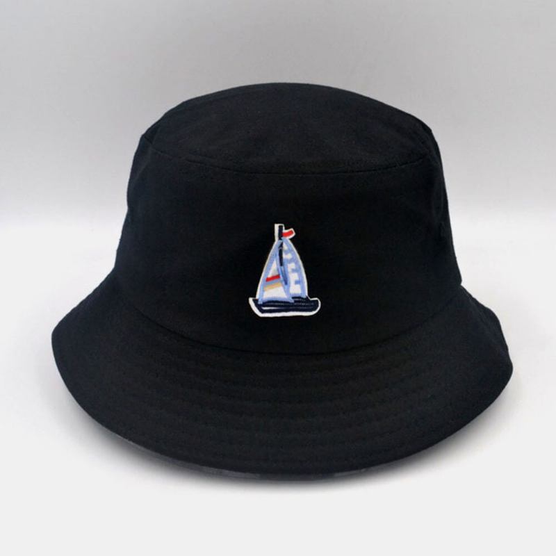 Unisex Bomuldssejlbådsmønster Justerbar Casual Sunshade Bucket Hat