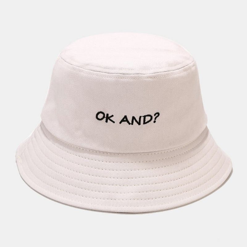 Unisex Brevmønster Broderi Solhat Bomuld Ensfarvet Simpel Bucket Hat