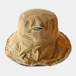 Unisex Broken Hole Big Rim Bucket Huer Udendørs Solskærm Suncreen Beach Hat