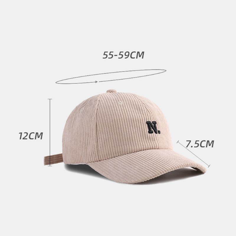 Unisex Corduroy Brevmønster Broderi All-match Warm Baseball Cap