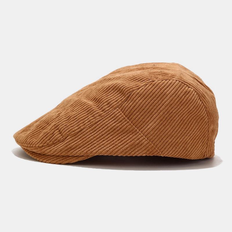 Unisex Corduroy Casual All-match Ensfarvet Forward Huer Baret Hat