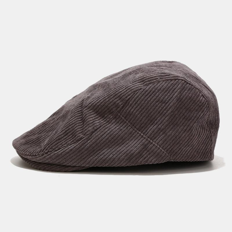 Unisex Corduroy Casual All-match Ensfarvet Forward Huer Baret Hat