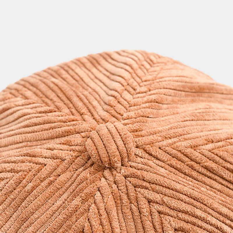 Unisex Corduroy Ensfarvet Brevstofpind Udlejer Kasket Kanteløs Beanie Skull Cap