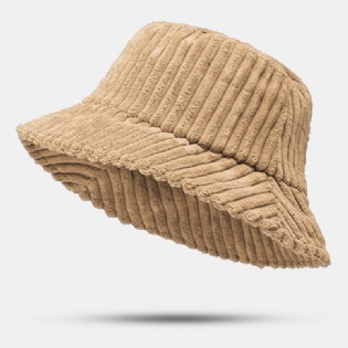 Unisex Corduroy Striber Mønster Ensfarvet Varm Ørebeskyttelse Par Huer Bucket Hat