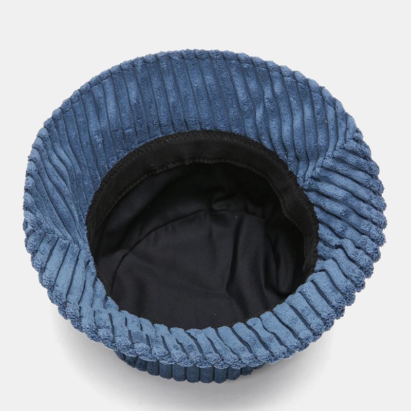 Unisex Corduroy Striber Mønster Ensfarvet Varm Ørebeskyttelse Par Huer Bucket Hat