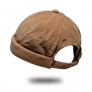 Unisex Corduroy Vintage Casual Justerbar Hip Hop Brimless Beanie Udlejer Huer Skull Cap