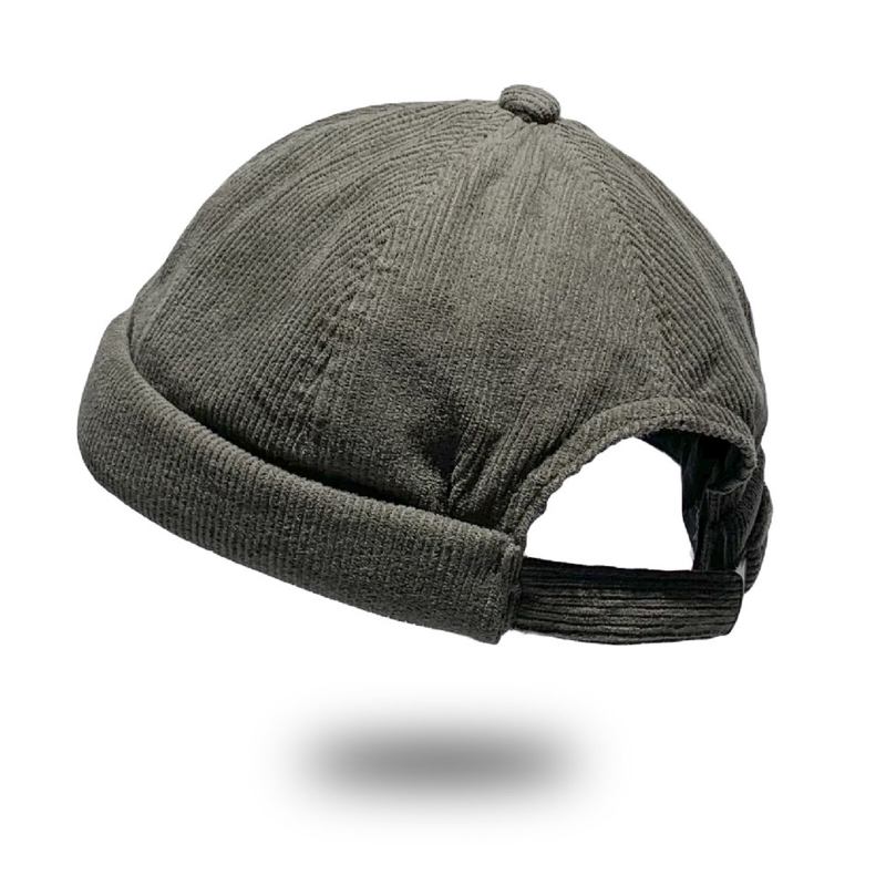 Unisex Corduroy Vintage Casual Justerbar Hip Hop Brimless Beanie Udlejer Huer Skull Cap