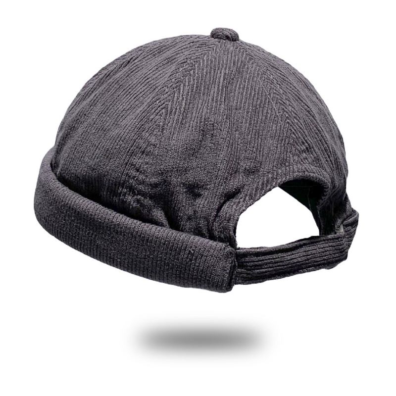 Unisex Corduroy Vintage Casual Justerbar Hip Hop Brimless Beanie Udlejer Huer Skull Cap