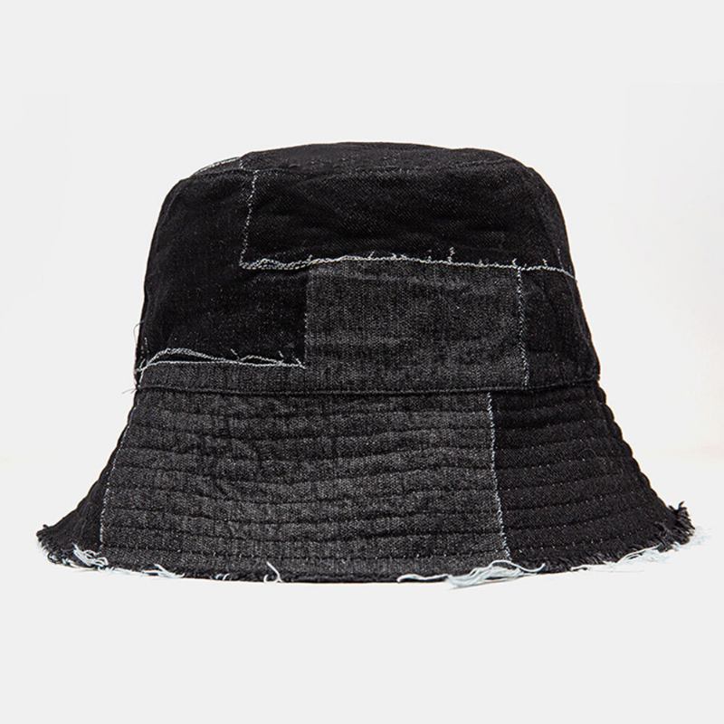 Unisex Denim Distressed Frayed Edge Vintage Casual Solsejl Foldbare Flade Hatte Bucket Hats