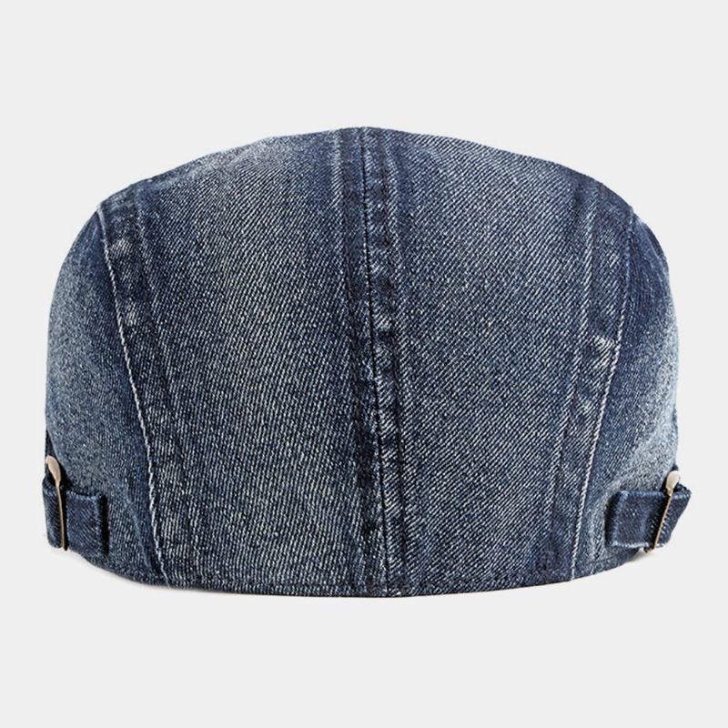 Unisex Denim Vasket Make-gammelt Hul Åndbar Afslappet Solsejl Fremad Kasket Baret Kasket Flad Hat