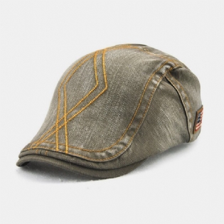 Unisex Dobbelt Broderitråd Diamond Grid Ivy Kasket Justerbar Casual Twill Kasket Baret Kasket Flad Hat