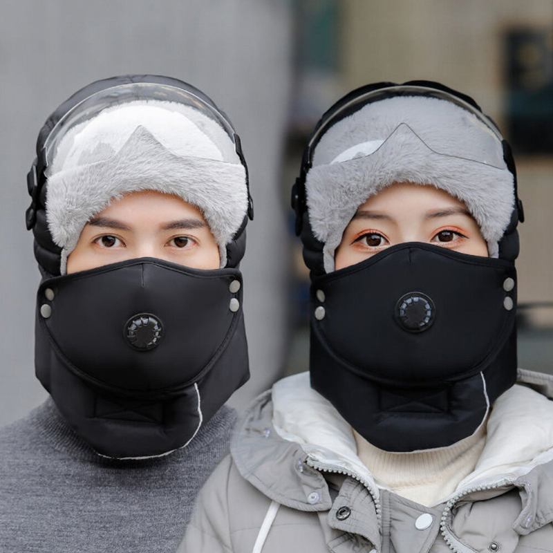 Unisex Efterår Vinter Varm Trapper Huer Med Beskyttelsesbriller Voksen Udendørs Cykling Vindtæt Ørebeskyttelse Thicken Bomber Hats Ski Hatte