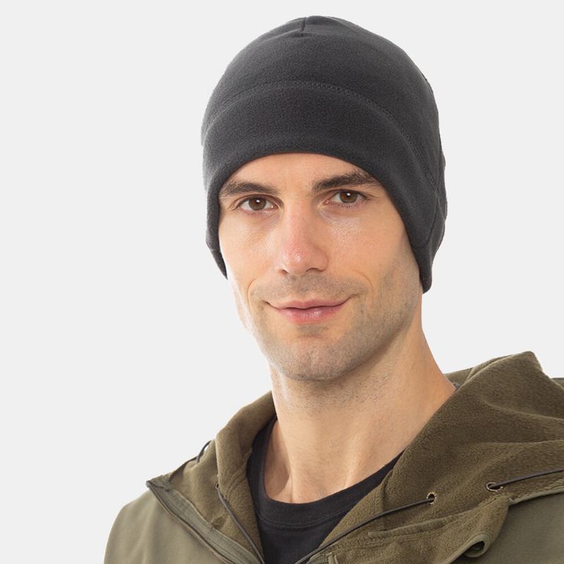 Unisex Ensfarvede Kuldebeskyttelse Varme Polar Fleece Huer Udendørs Sport Ski Ridning Brimless Beanie Hat